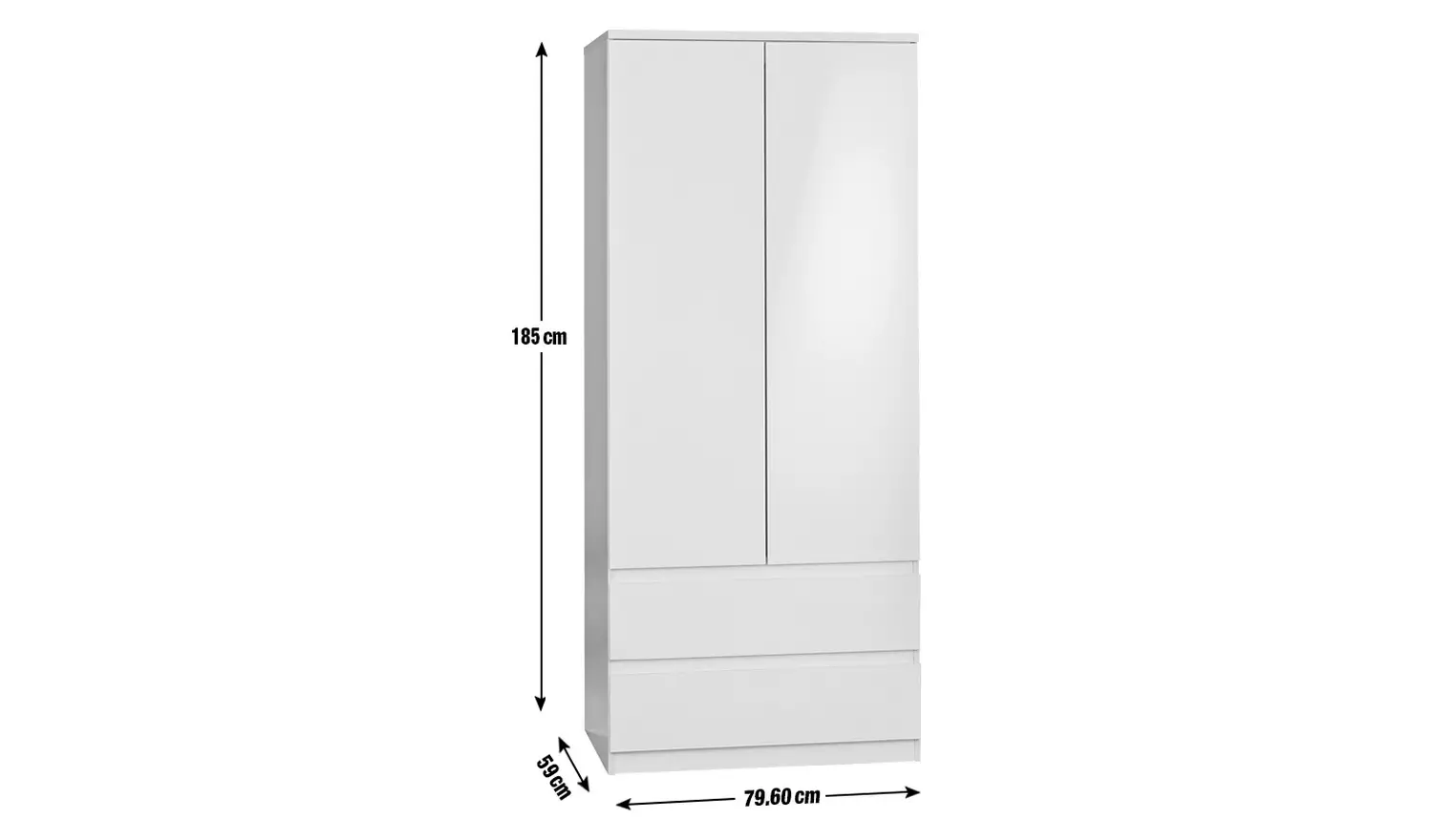 Argos Home Jenson 2 Door 2 Drawer Wardrobe - White Gloss