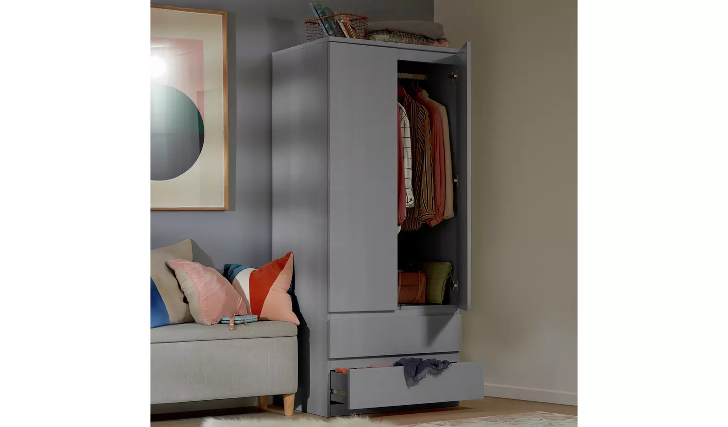 Argos Home Jenson 2 Door 2 Drawer Wardrobe - White Gloss