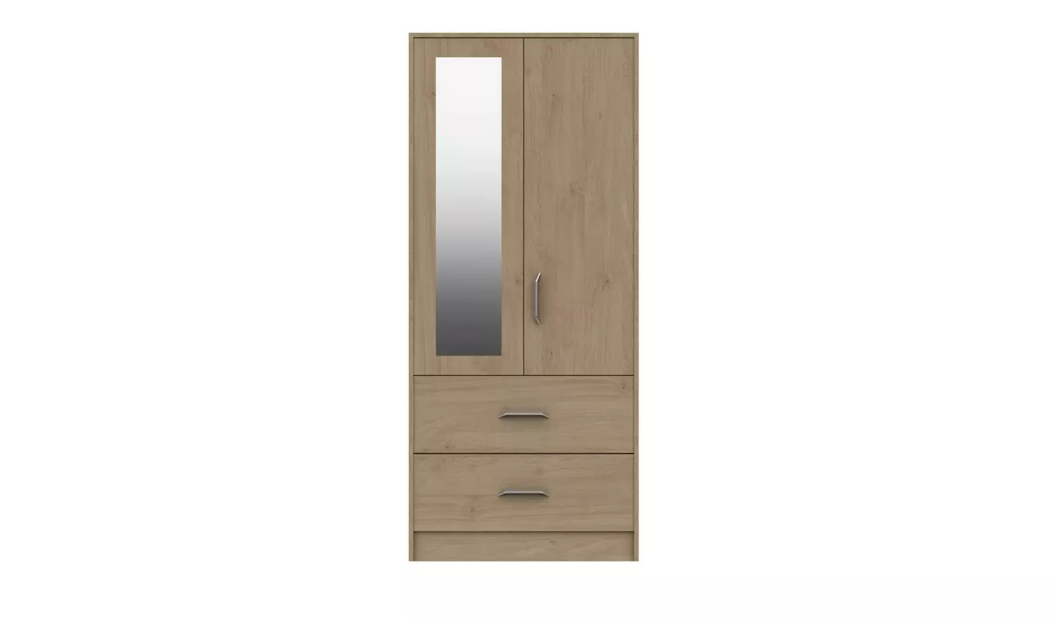 Ashdown 2 Door 2 Drawer Mirror Wardrobe - Oak Effect