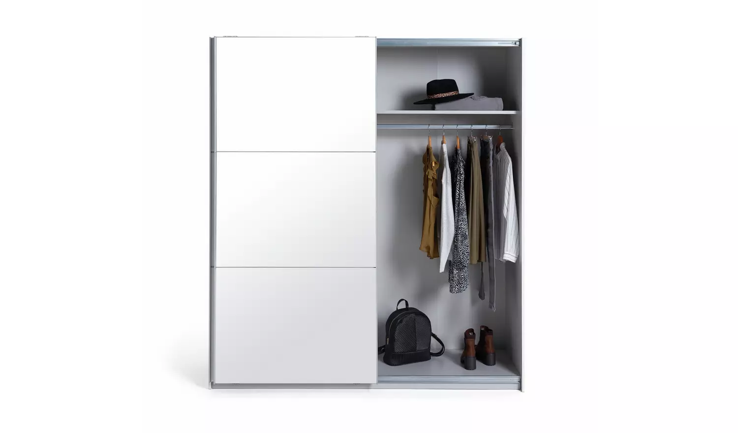 Habitat Holsted Mirror 180cm Sliding Wardrobe - White Gloss