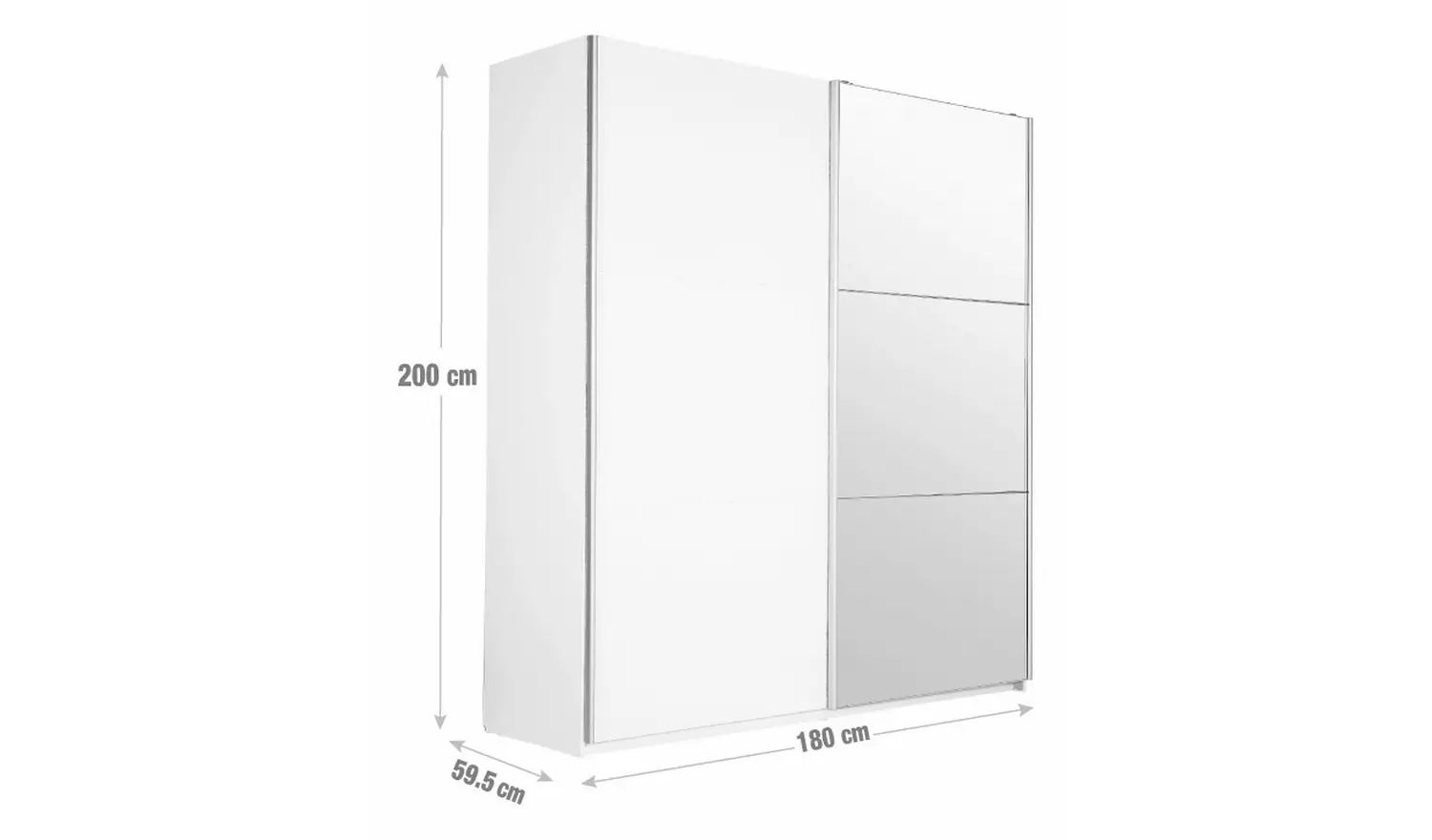 Habitat Holsted Mirror 180cm Sliding Wardrobe - White Gloss