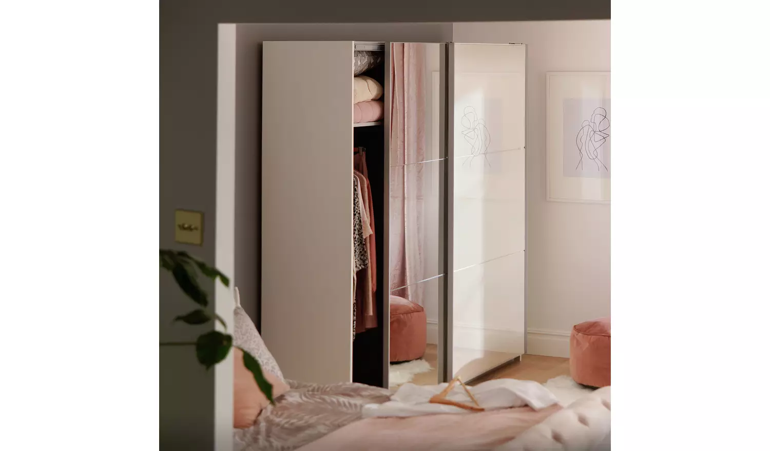 Habitat Holsted Mirrored 200cm Sliding Wardrobe - White