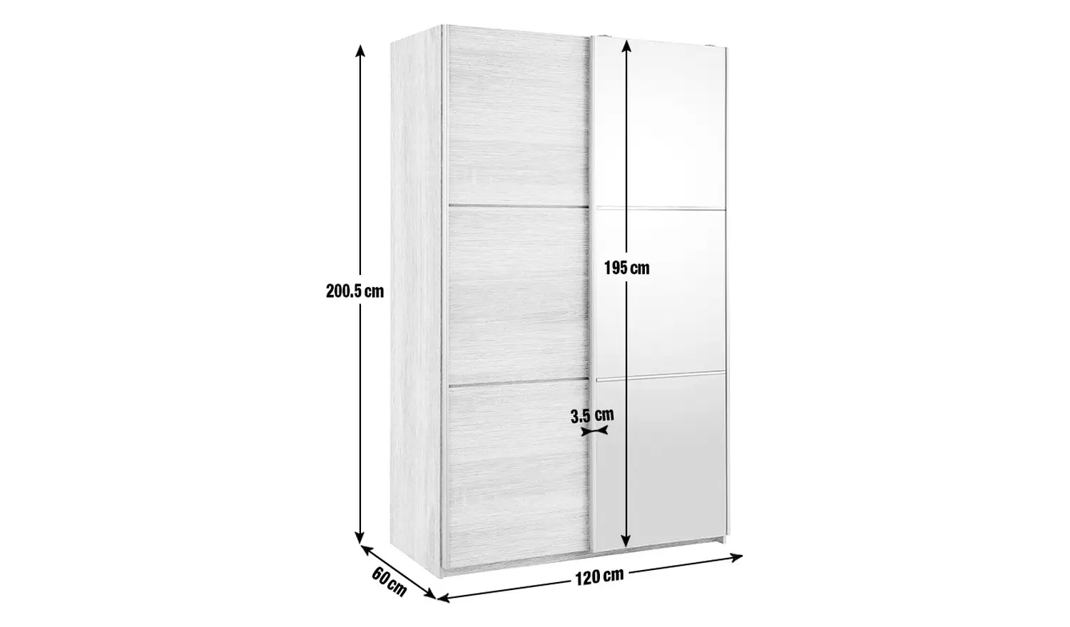Habitat Holsted Half Mirror 120cm Sliding Wardrobe -White