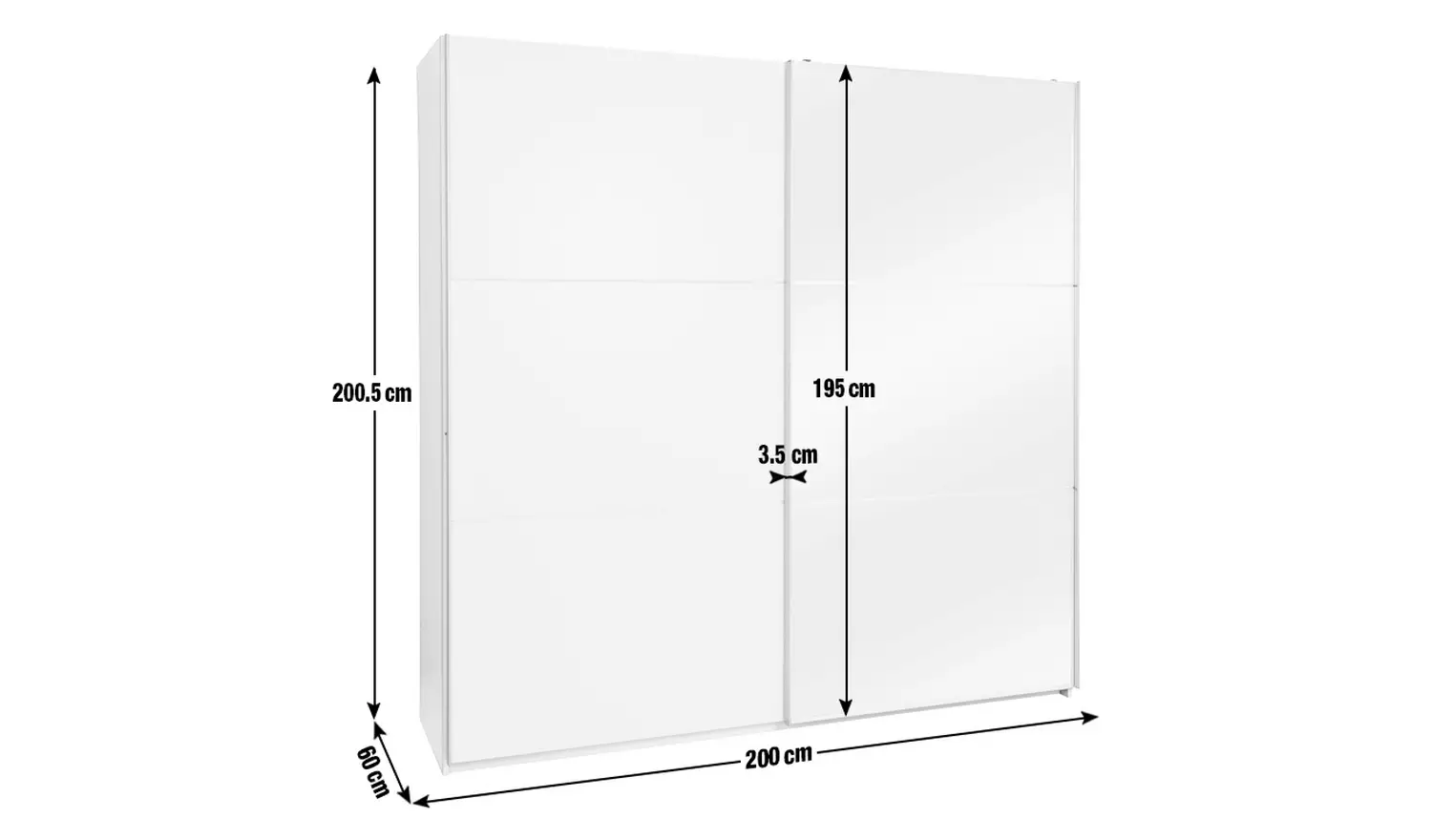Habitat Holsted Half Mirror 200cm Sliding Wardrobe - White