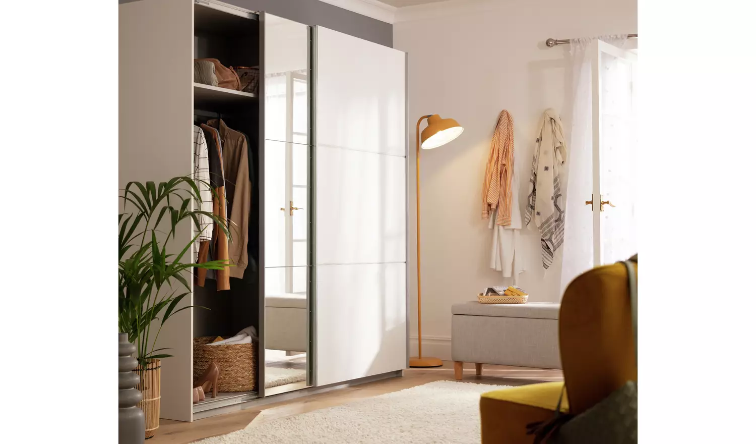 Habitat Holsted Half Mirror 200cm Sliding Wardrobe - White