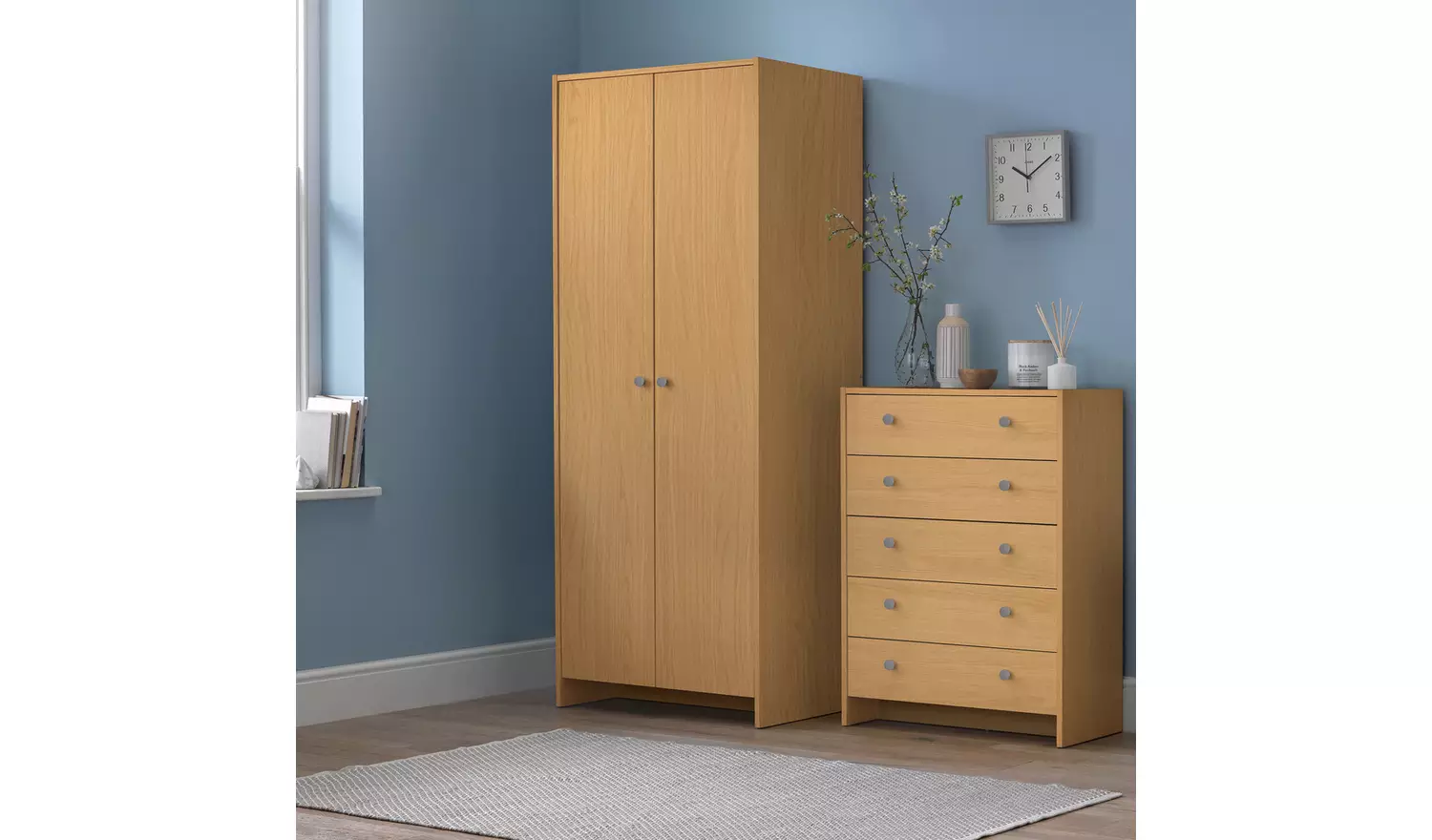 Argos Home Seville 2 Door Wardrobe - Oak Effect