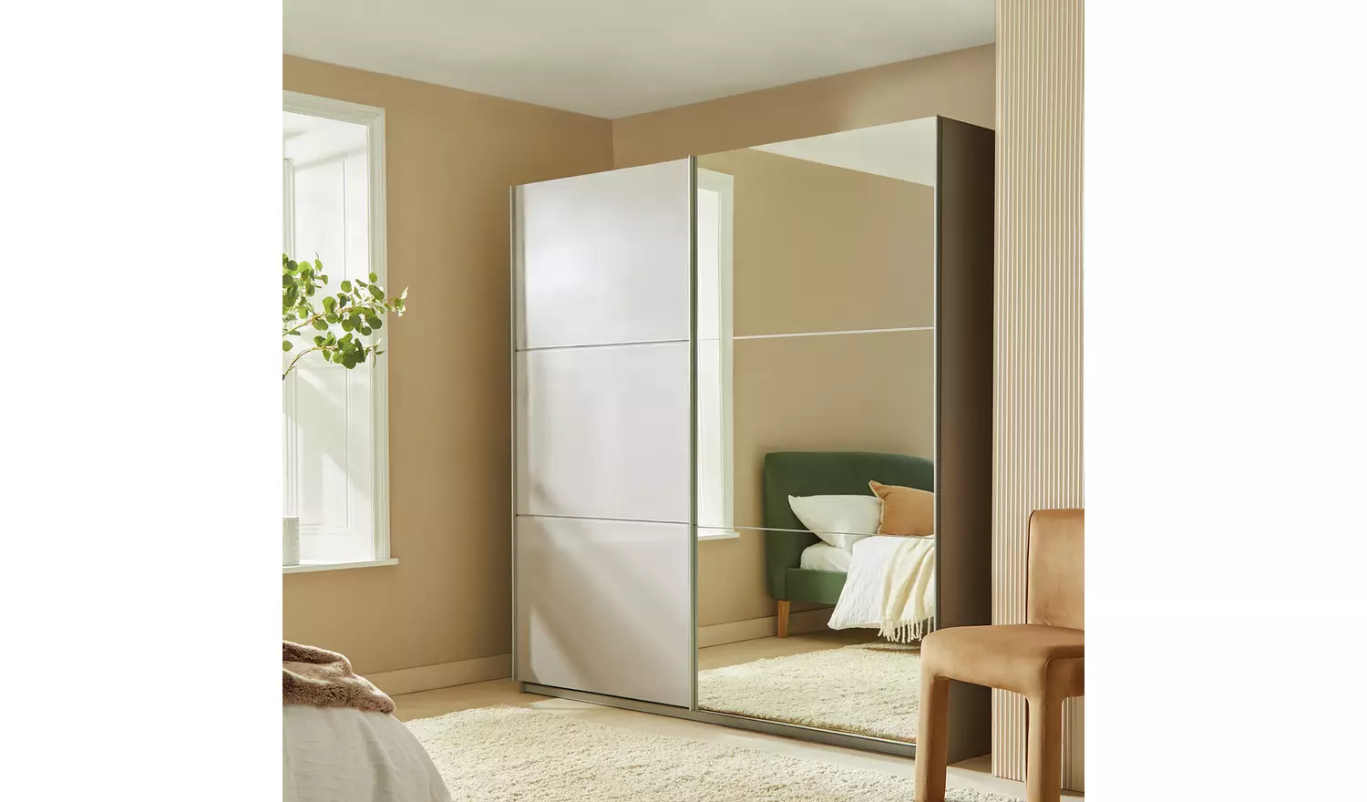Habitat Holsted Mirror 200cm Sliding Wardrobe -Grey Gloss