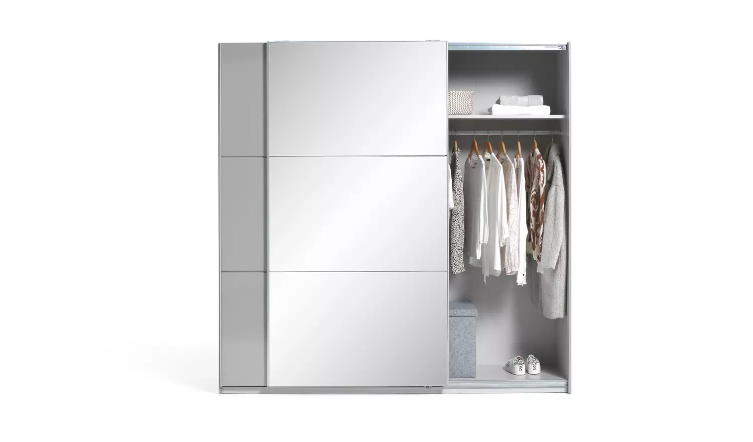 Habitat Holsted Mirror 200cm Sliding Wardrobe -Grey Gloss