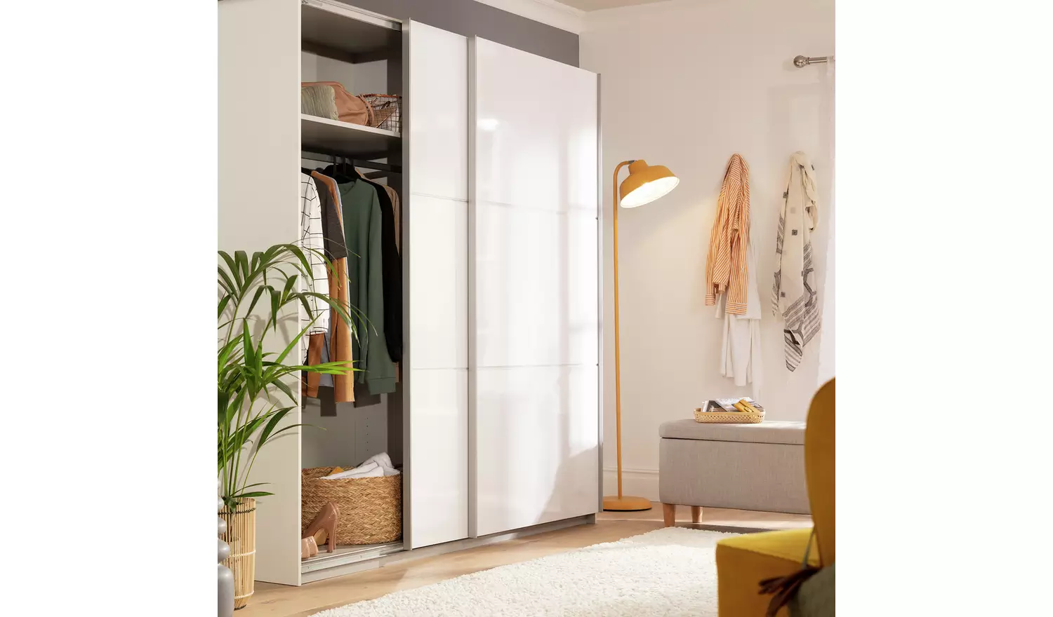 Habitat Holsted 200cm Sliding Wardrobe - White Gloss