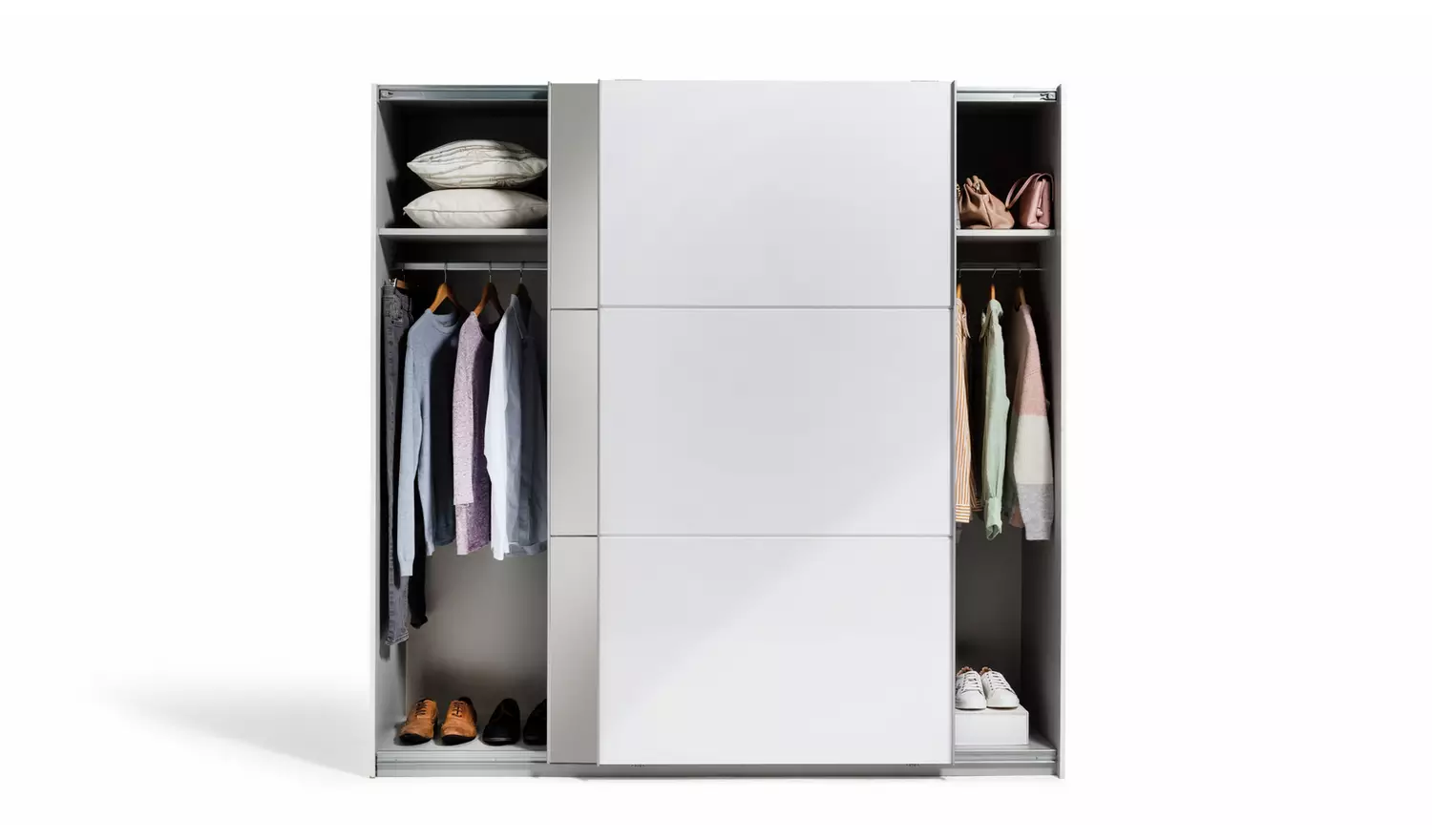 Habitat Holsted Mirror 200cm Sliding Wardrobe - White Gloss