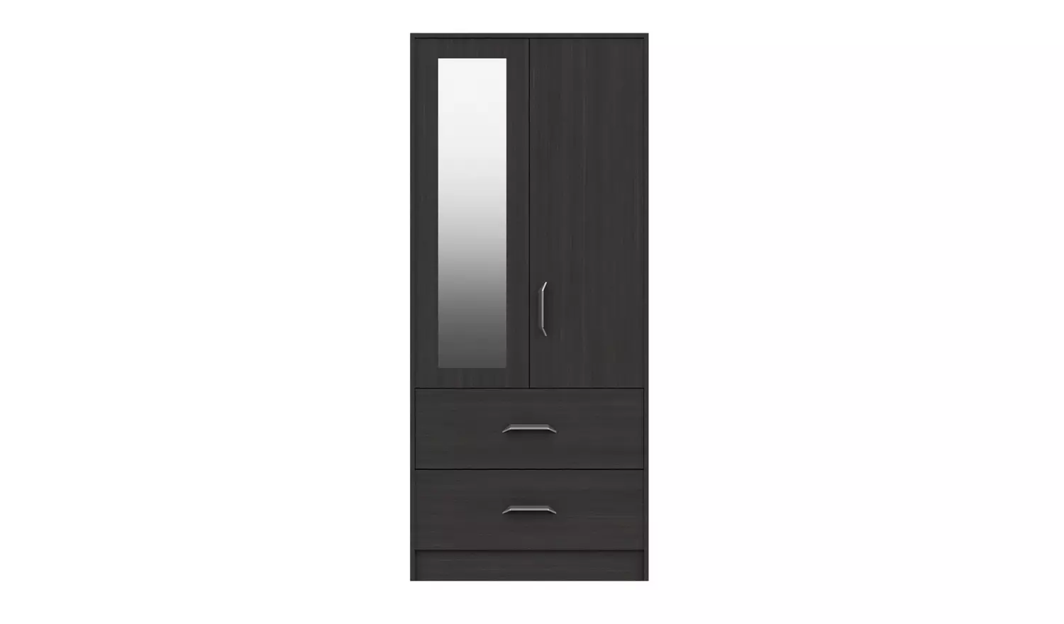 Ashdown 2 Door 2 Drawer Mirror Wardrobe - Dark Grey
