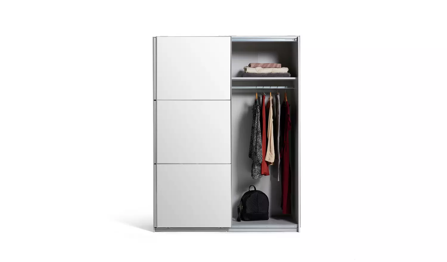 Habitat Holsted Mirrored 150cm Sliding Wardrobe - White