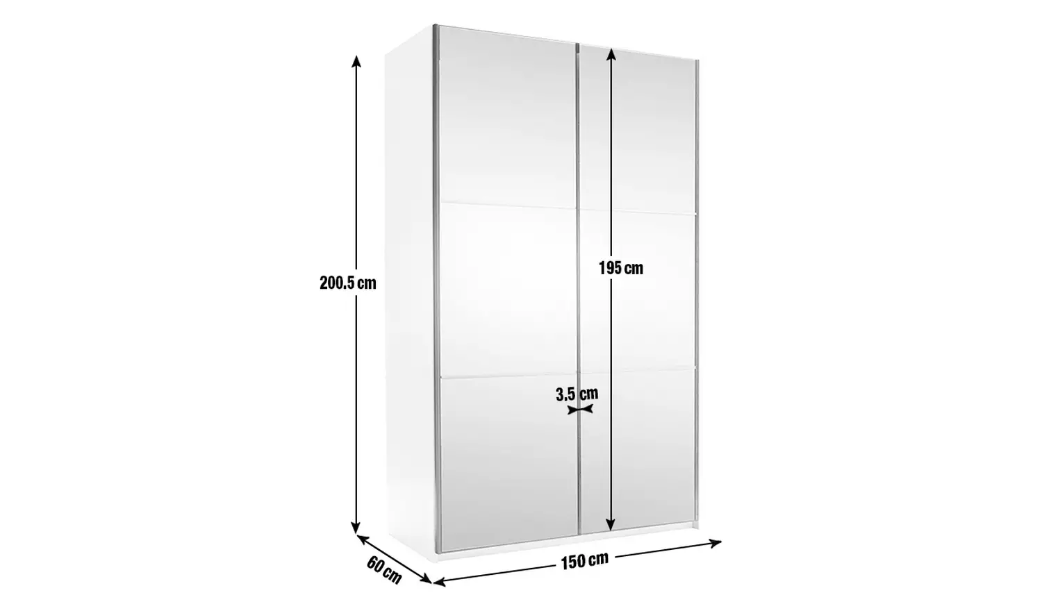 Habitat Holsted Mirrored 150cm Sliding Wardrobe - White