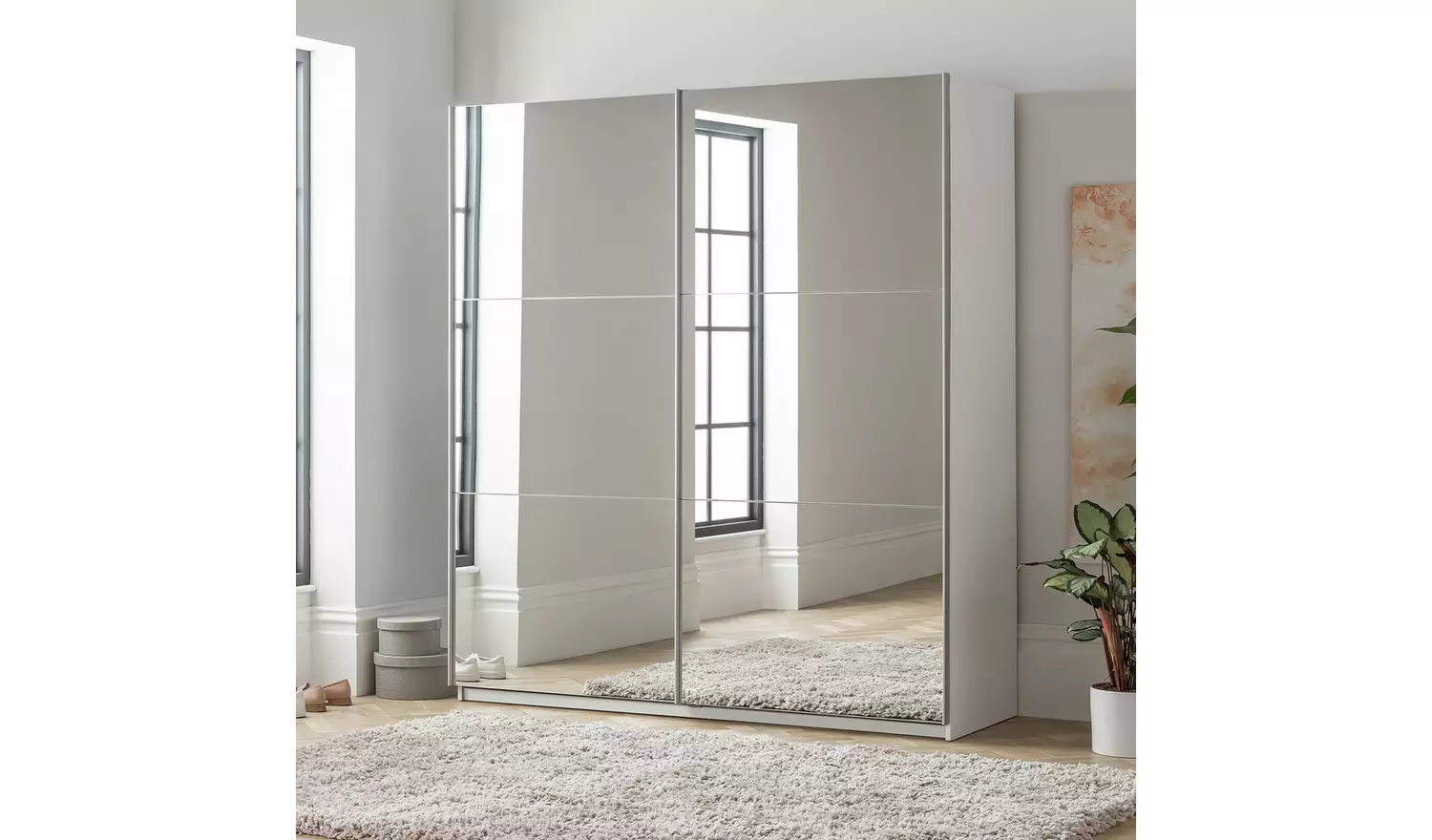 Habitat Holsted Mirrored 180cm Sliding Wardrobe - White