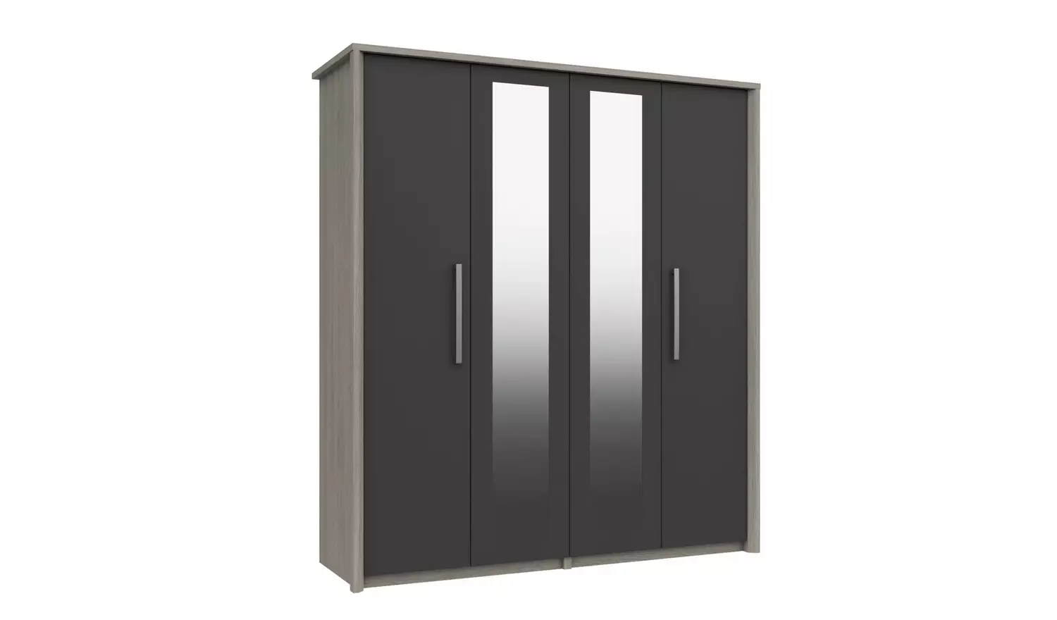 Grasmere 4 Door 2 Mirror Wardrobe - Dark Grey