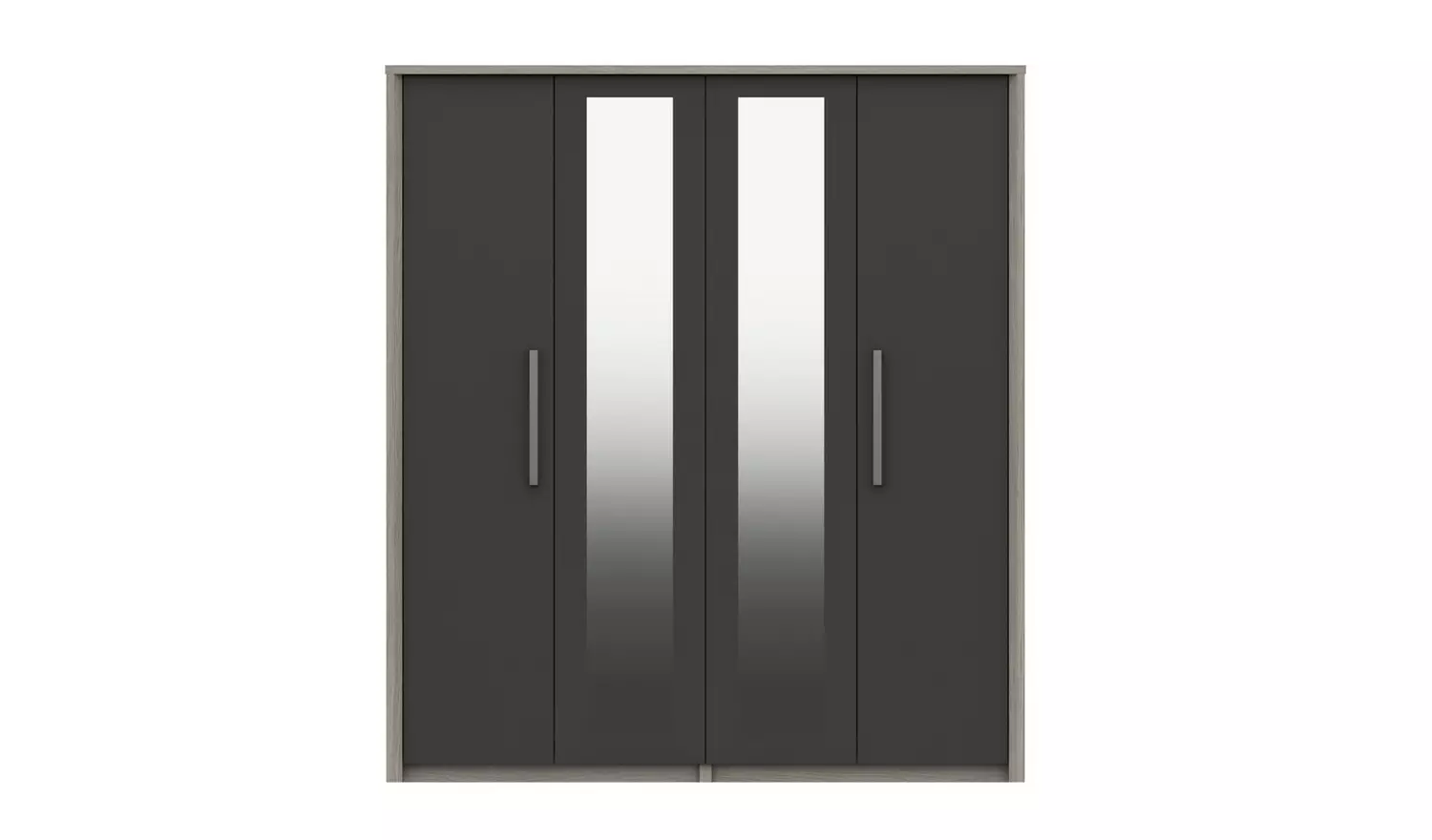 Grasmere 4 Door 2 Mirror Wardrobe - Dark Grey