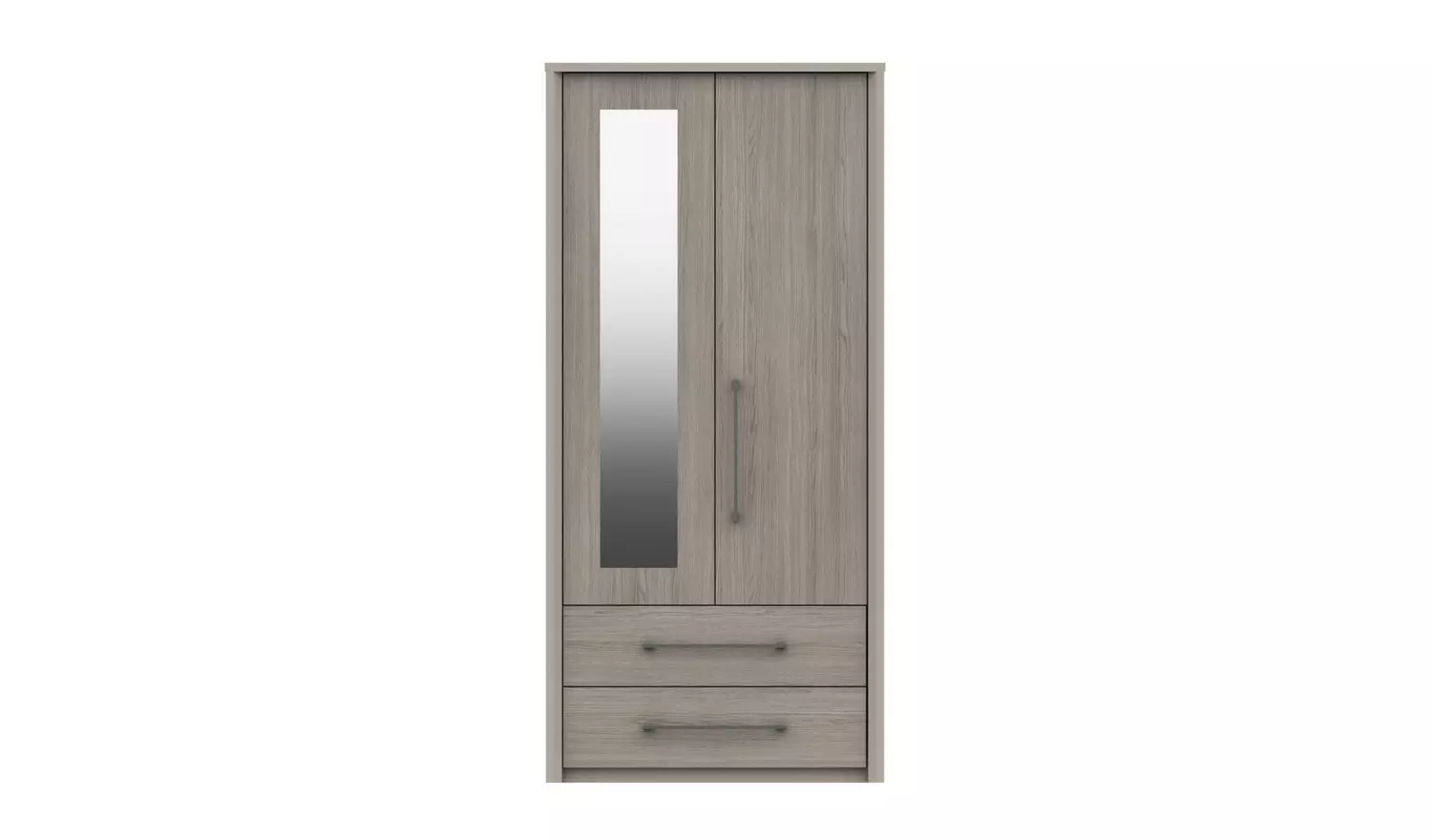Lancaster 2 Door 2 Drawer Mirror Wardrobe - Grey