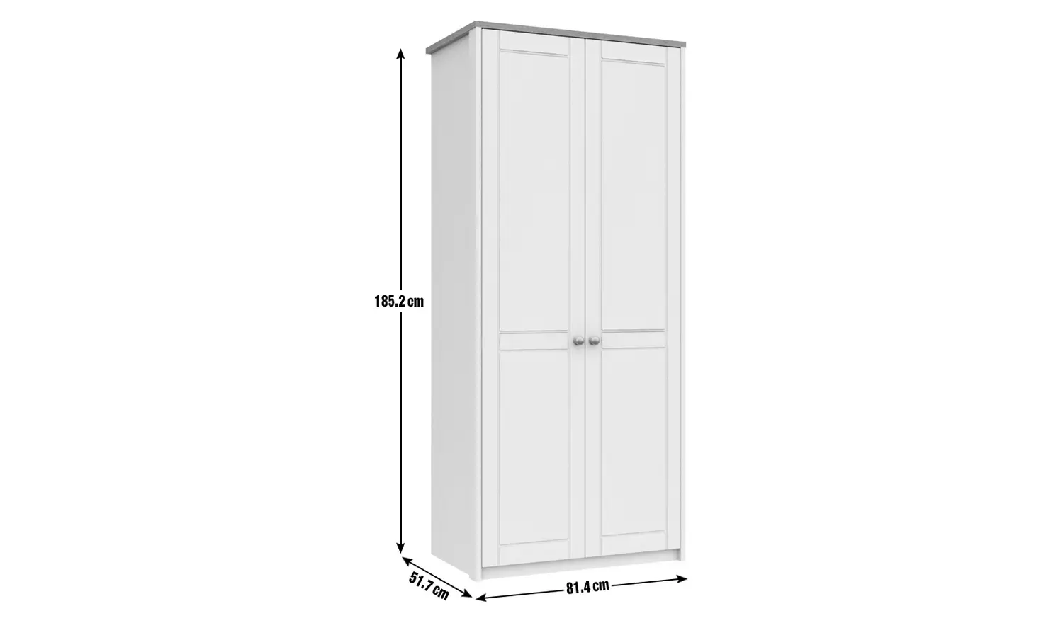 Kielder 2 Door Wardrobe - White