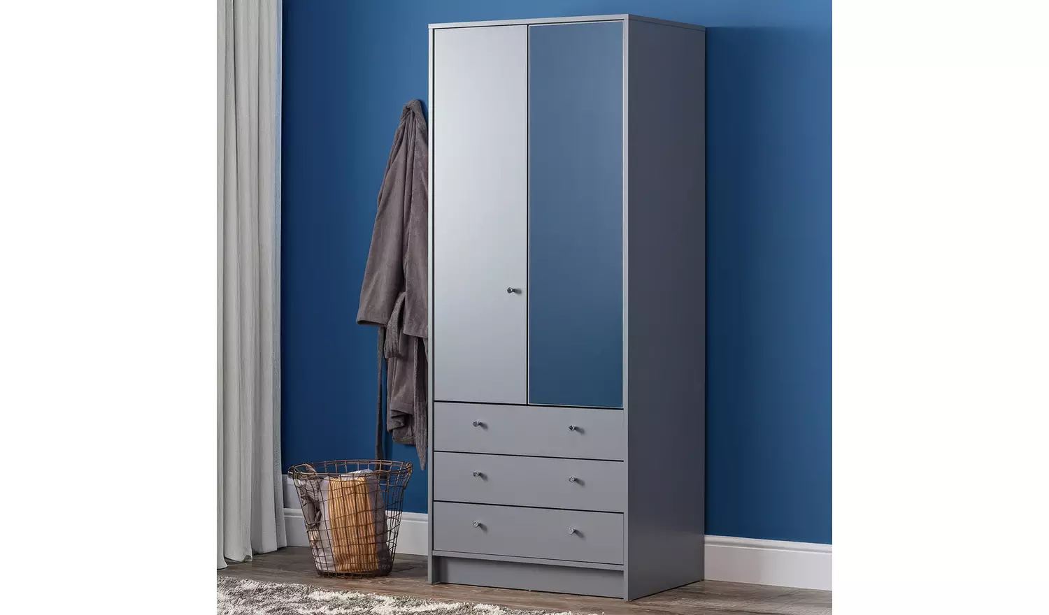 Argos Home Malibu 2 Door 3 Drawer Mirror Wardrobe - Grey