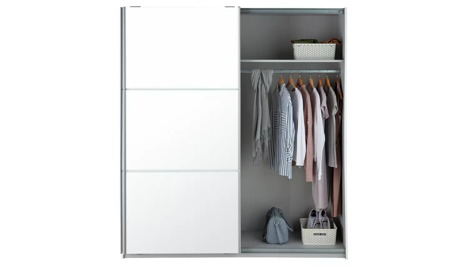 Habitat Holsted Half Mirror 180cm Sliding Wardrobe - White