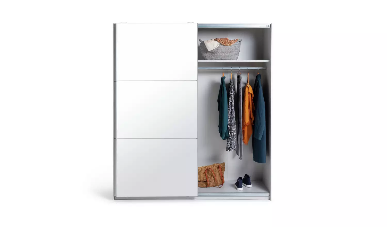 Habitat Holsted Half Mirror 180cm Sliding Wardrobe - White