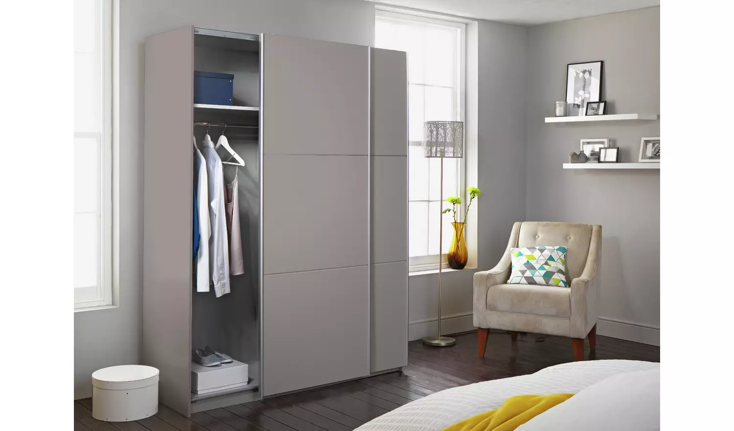 Habitat Holsted 180cm Sliding Wardrobe - Grey Gloss