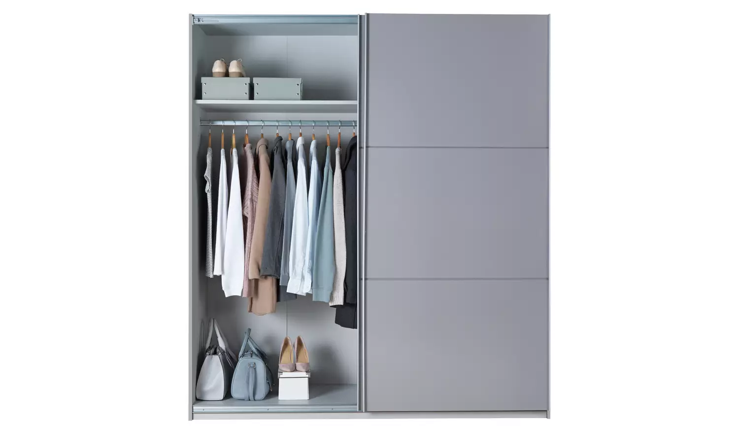 Habitat Holsted 180cm Sliding Wardrobe - Grey Gloss