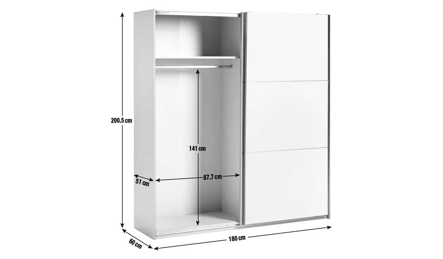 Habitat Holsted Mirror 180cm Sliding Wardrobe - Grey Gloss
