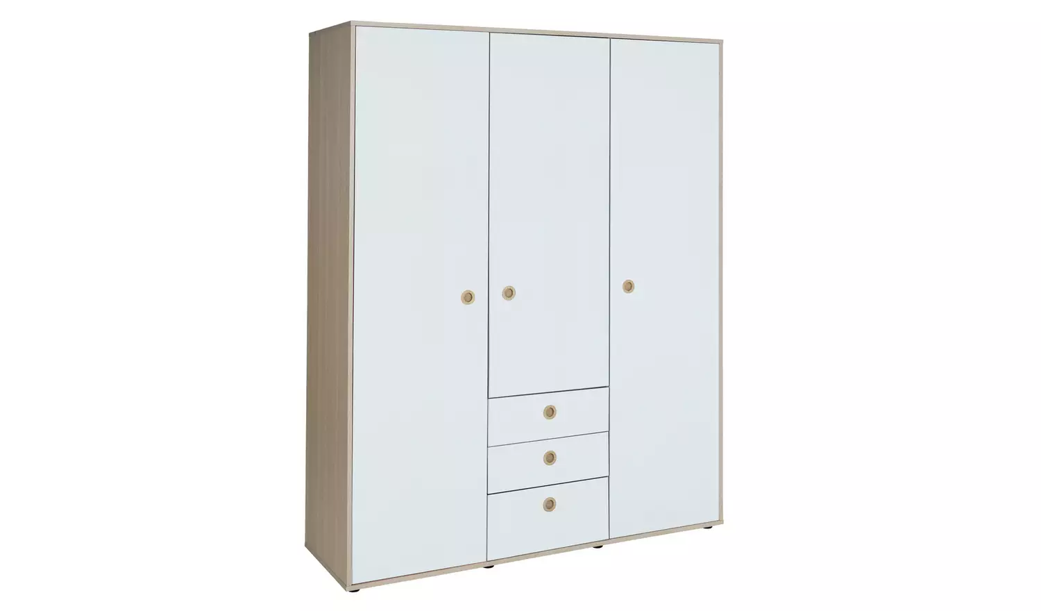 Argos Home Camden 3 Door 3 Drawer Wardrobe – White & Acacia