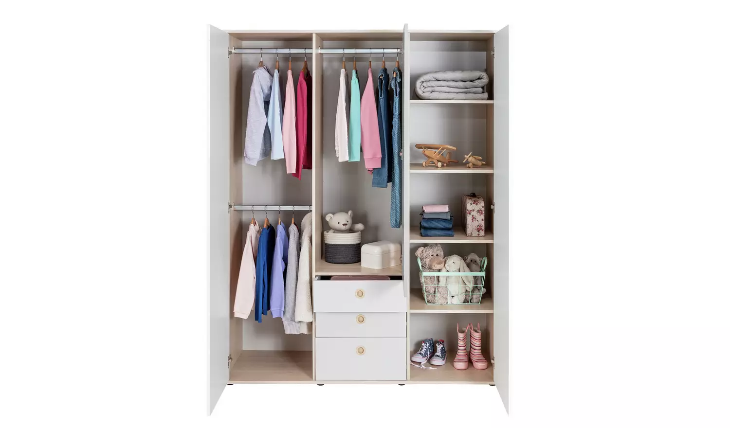 Argos Home Camden 3 Door 3 Drawer Wardrobe – White & Acacia