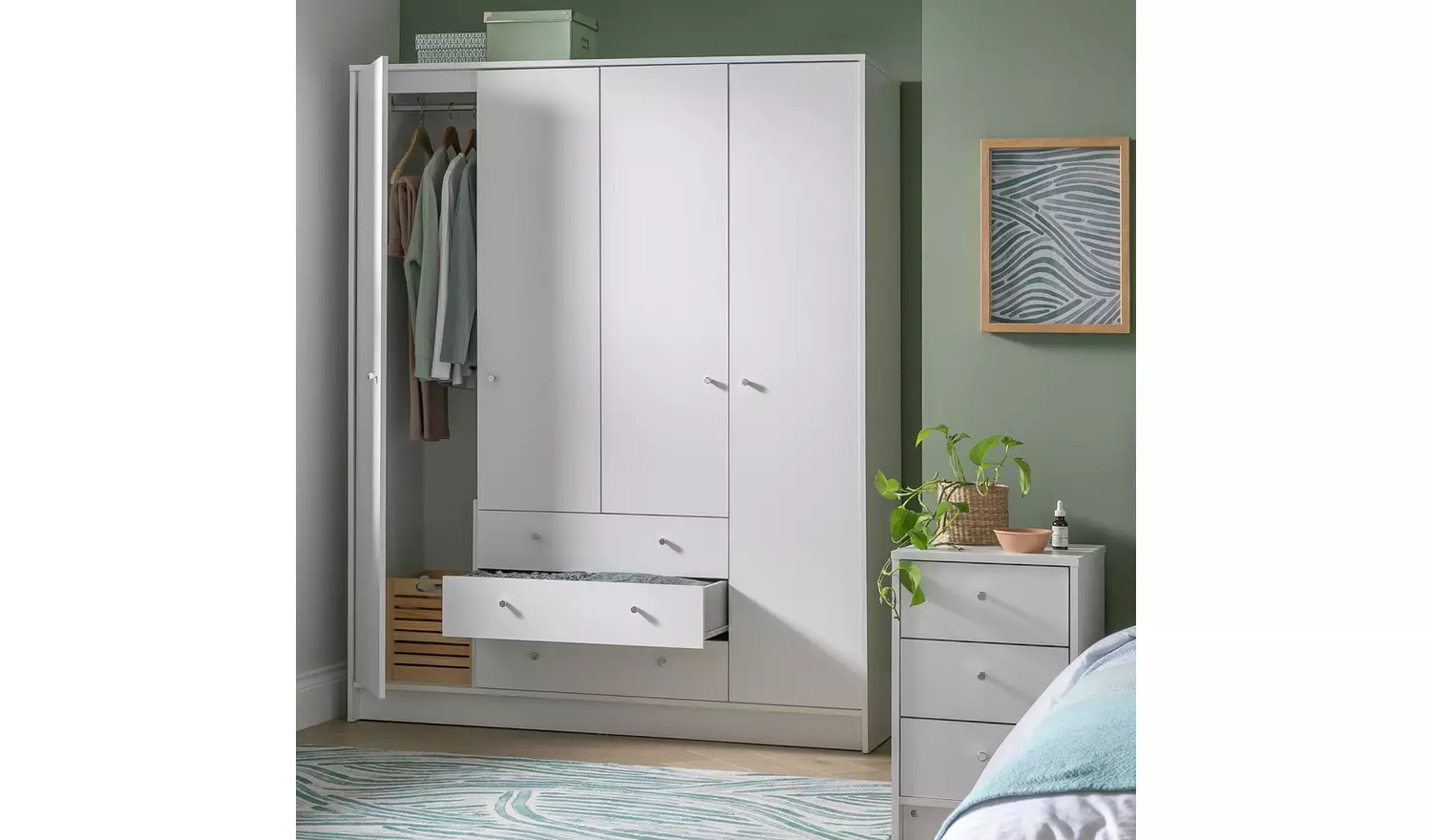 Argos Home Malibu 4 Door 3 Drawer Wardrobe - White