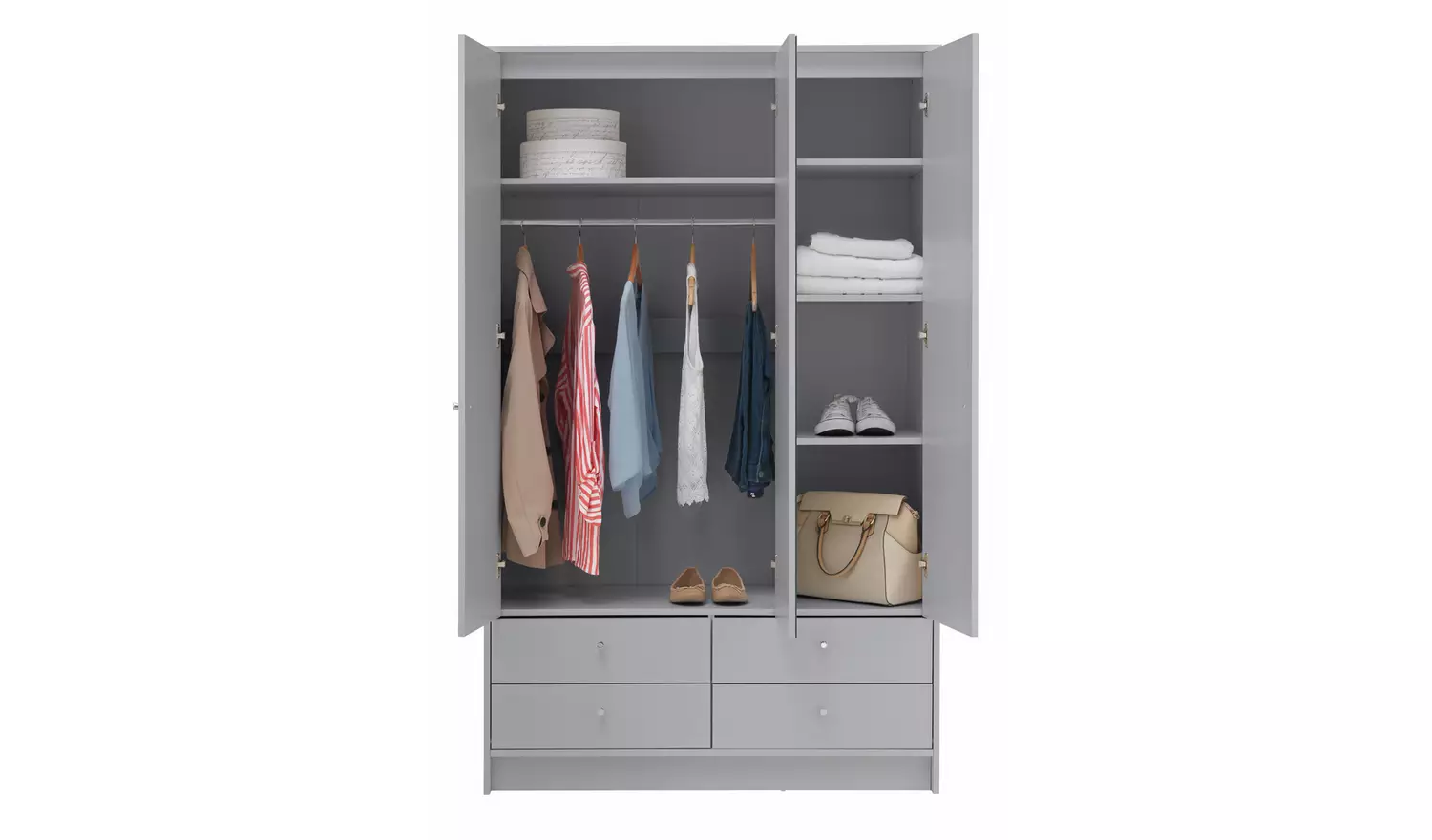 Argos Home Malibu 3 Door 4 Drawer Mirror Wardrobe - Grey