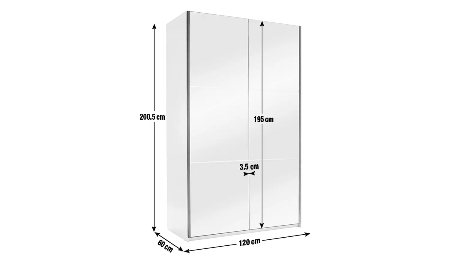 Habitat Holsted Mirrored 120cm Sliding Wardrobe - White