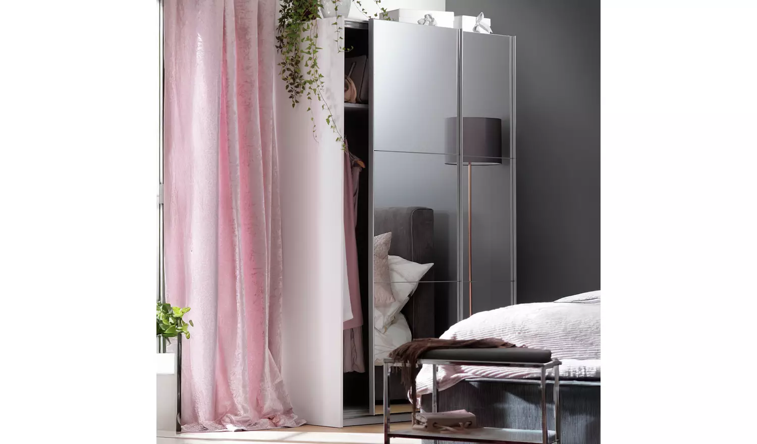 Habitat Holsted Mirrored 120cm Sliding Wardrobe - White