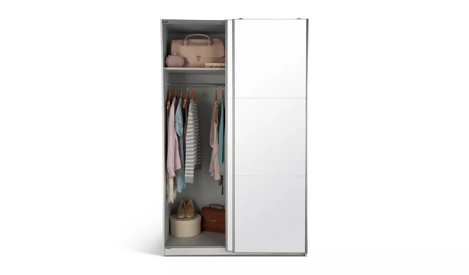 Habitat Holsted Mirrored 120cm Sliding Wardrobe - White