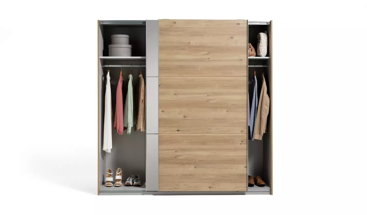 Habitat Holsted Mirror 200cm Sliding Wardrobe - Oak Effect