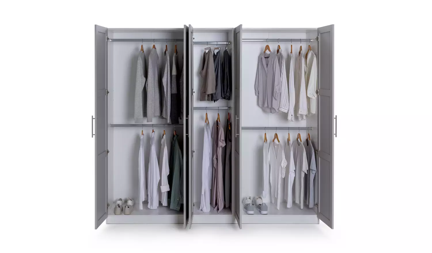 Habitat Munich Panelled 5 Door Wardrobe - Grey