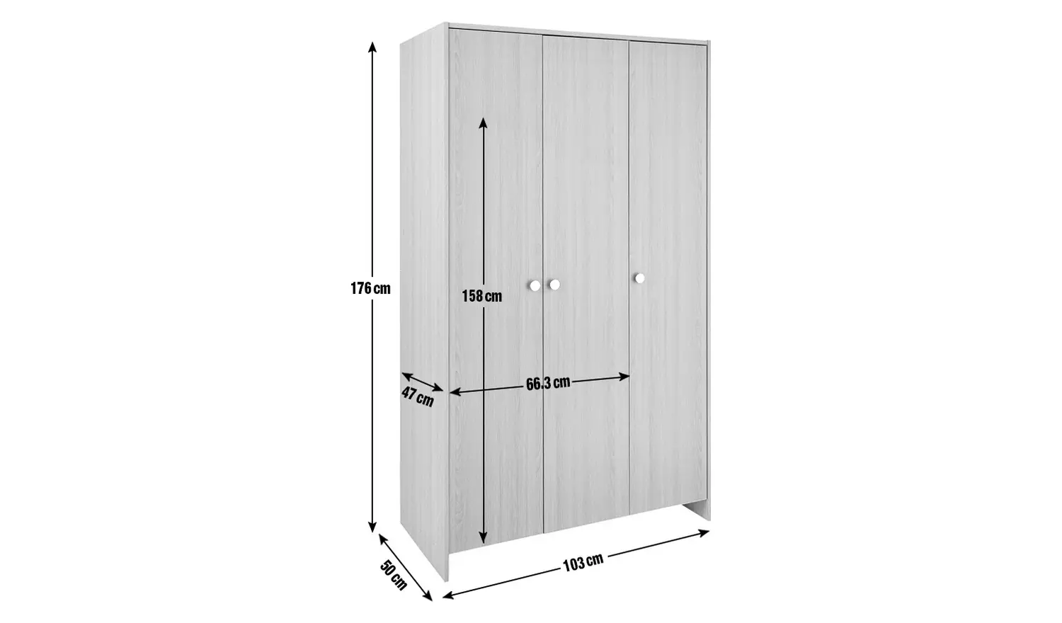 Argos Home Seville 3 Door Wardrobe - Oak Effect