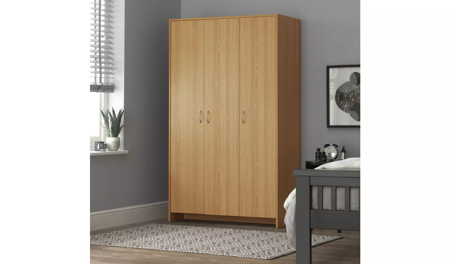 Argos Home Seville 3 Door Wardrobe - Oak Effect