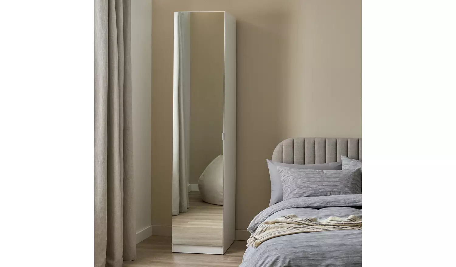 Habitat Munich 1 Door Mirror Wardrobe - White