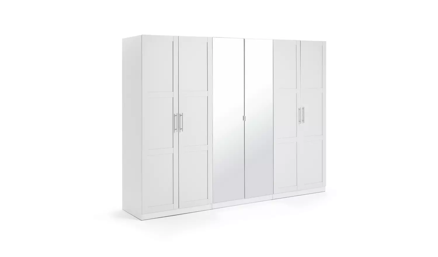 Habitat Munich Panelled 6 Door Mirror Wardrobe - White