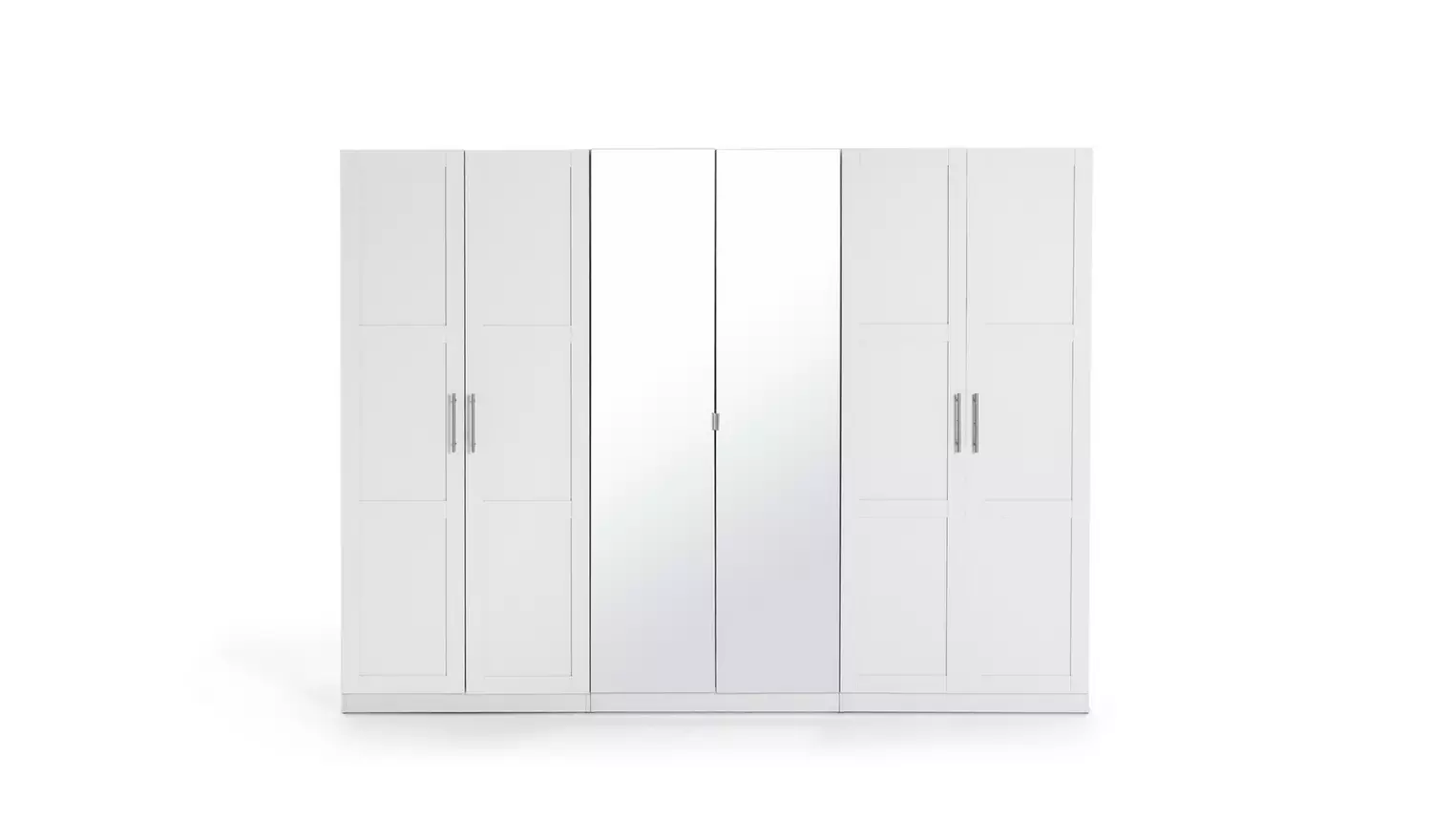 Habitat Munich Panelled 6 Door Mirror Wardrobe - White