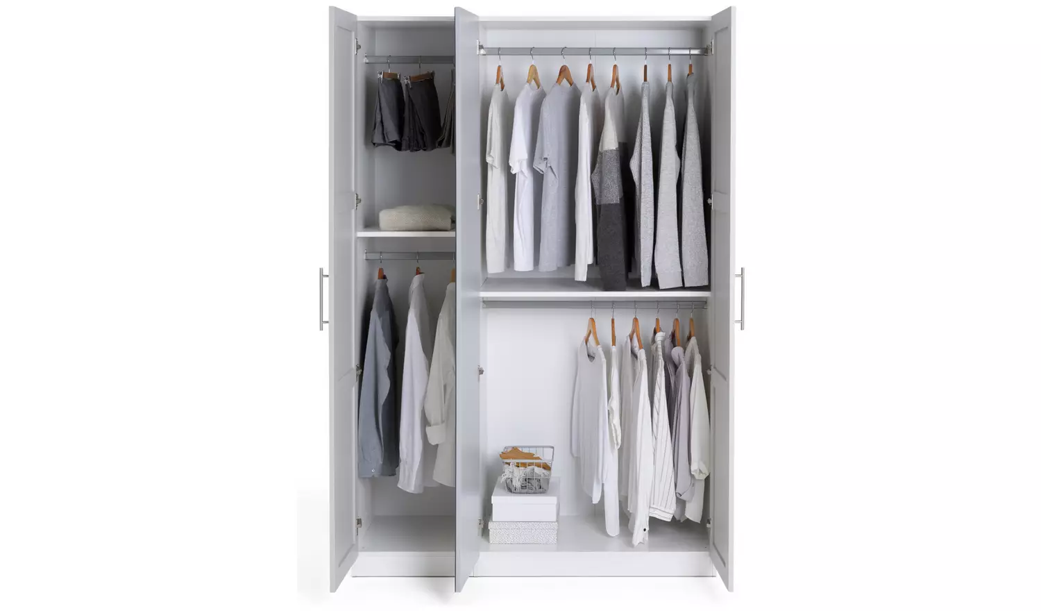 Habitat Munich Panelled 3 Door Mirror Wardrobe - Grey