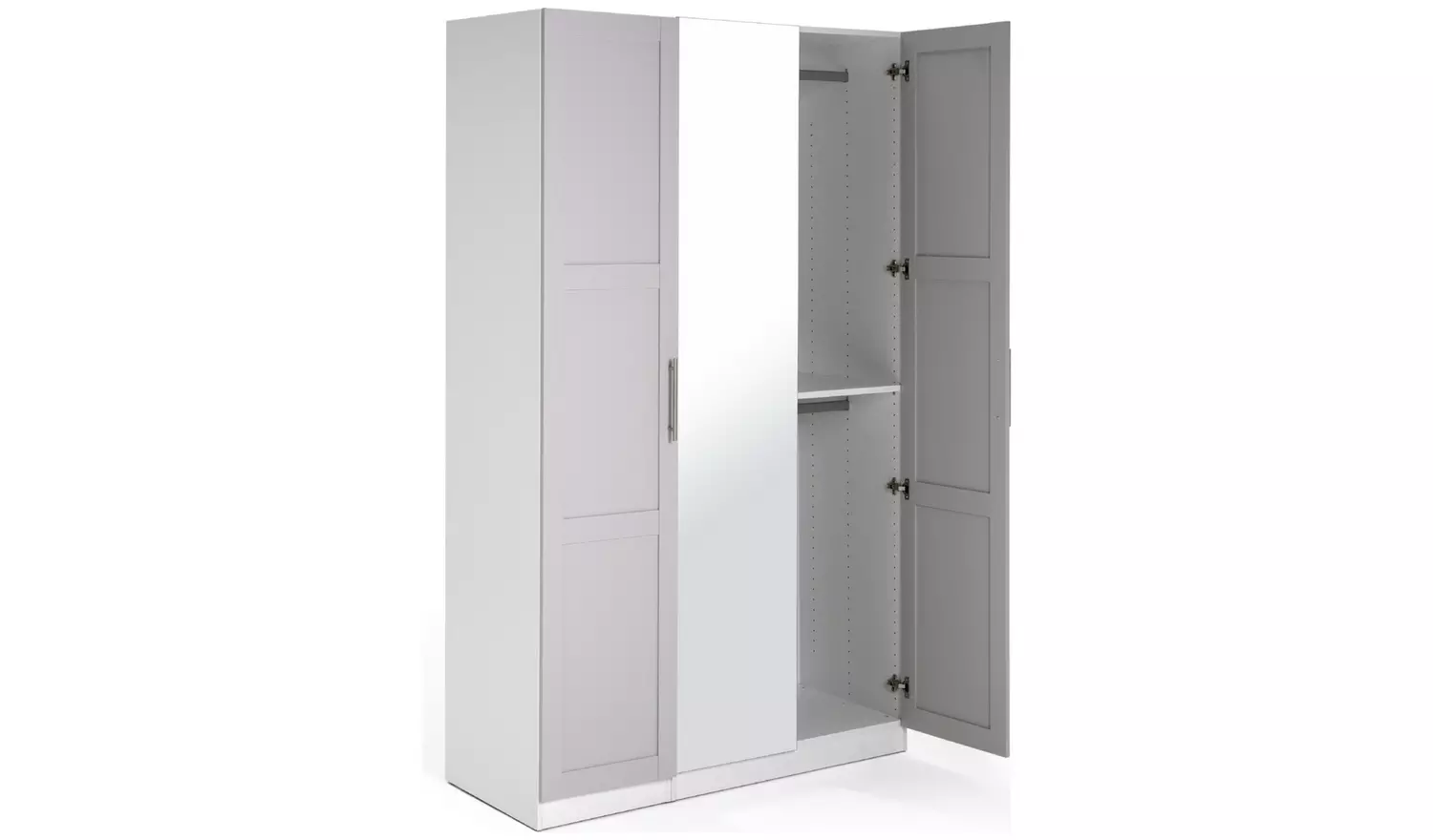 Habitat Munich Panelled 3 Door Mirror Wardrobe - Grey
