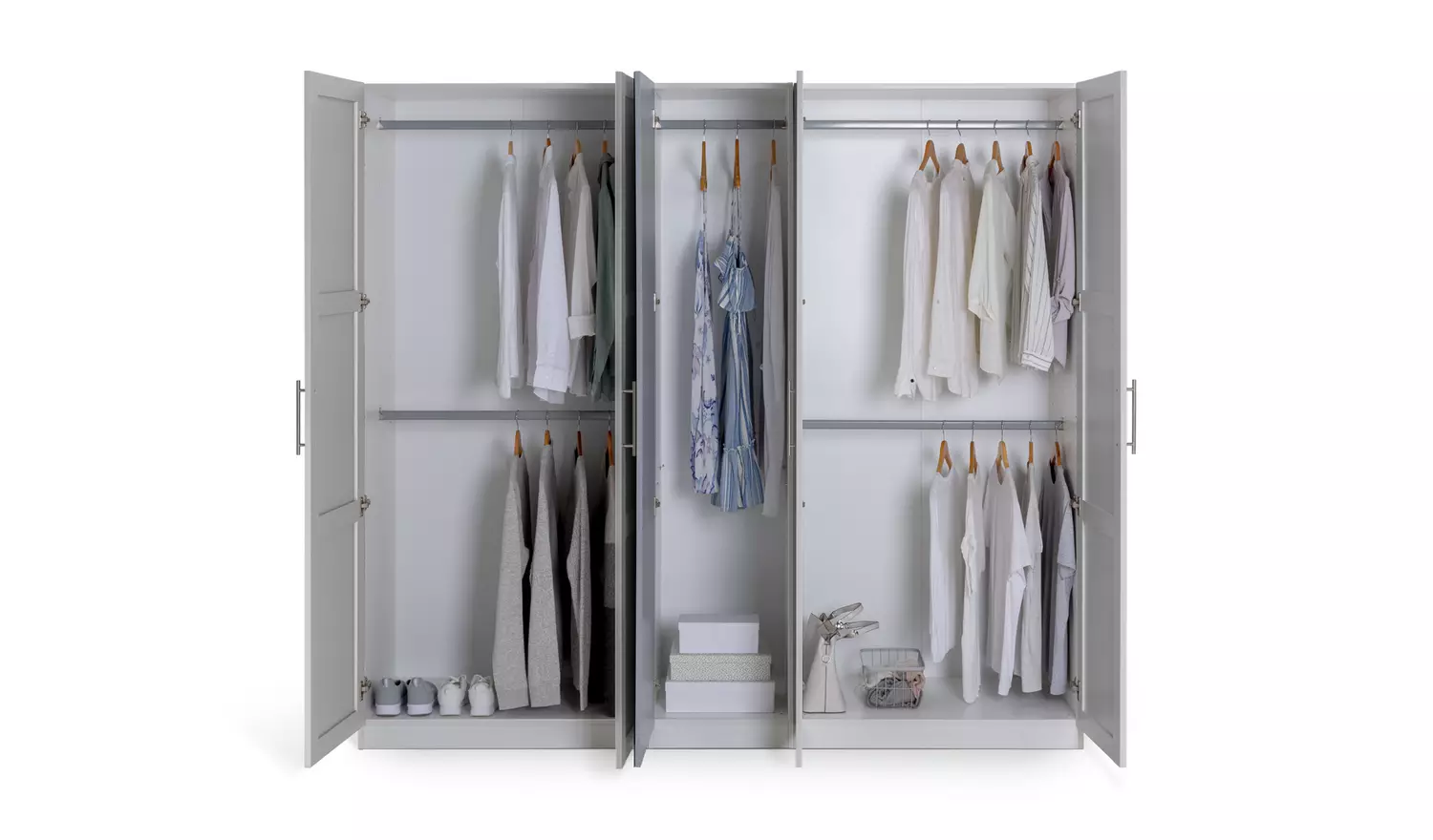 Habitat Munich Panelled 5 Door Mirror Wardrobe - Grey