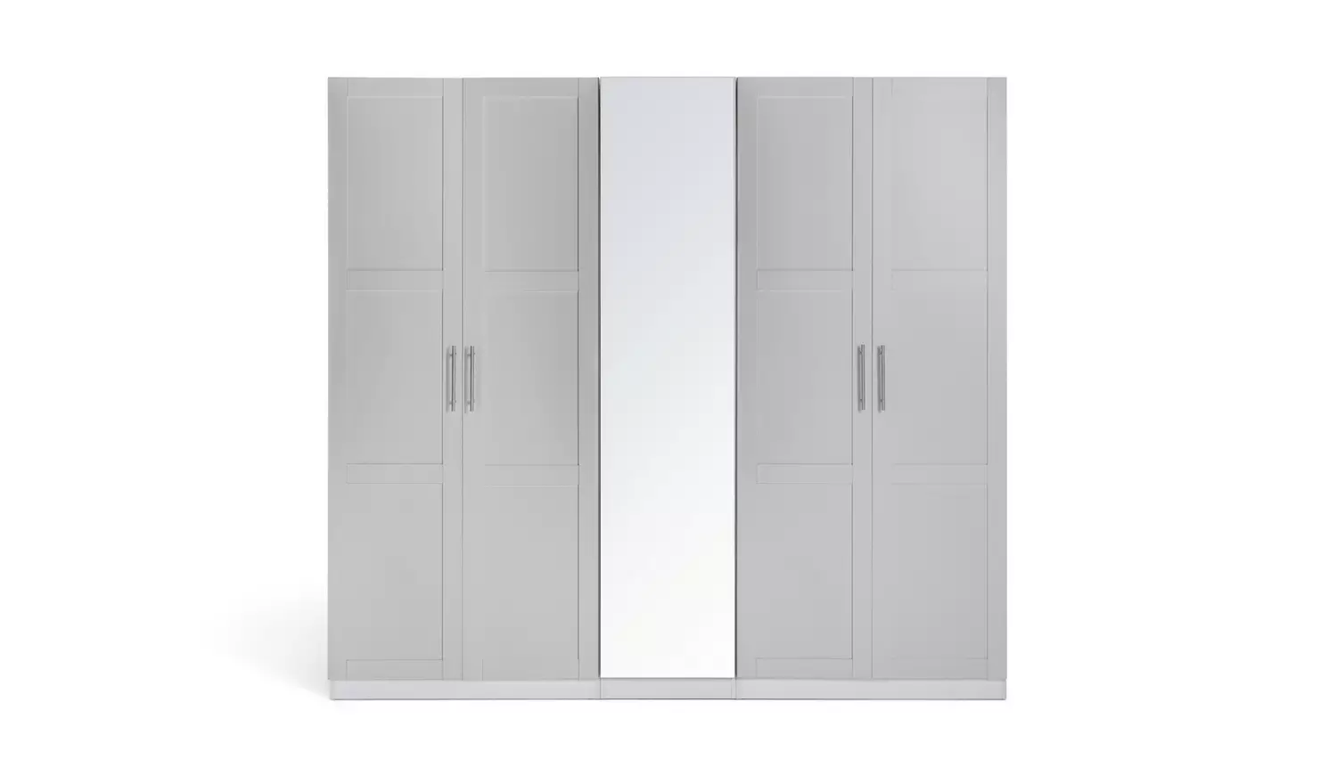 Habitat Munich Panelled 5 Door Mirror Wardrobe - Grey