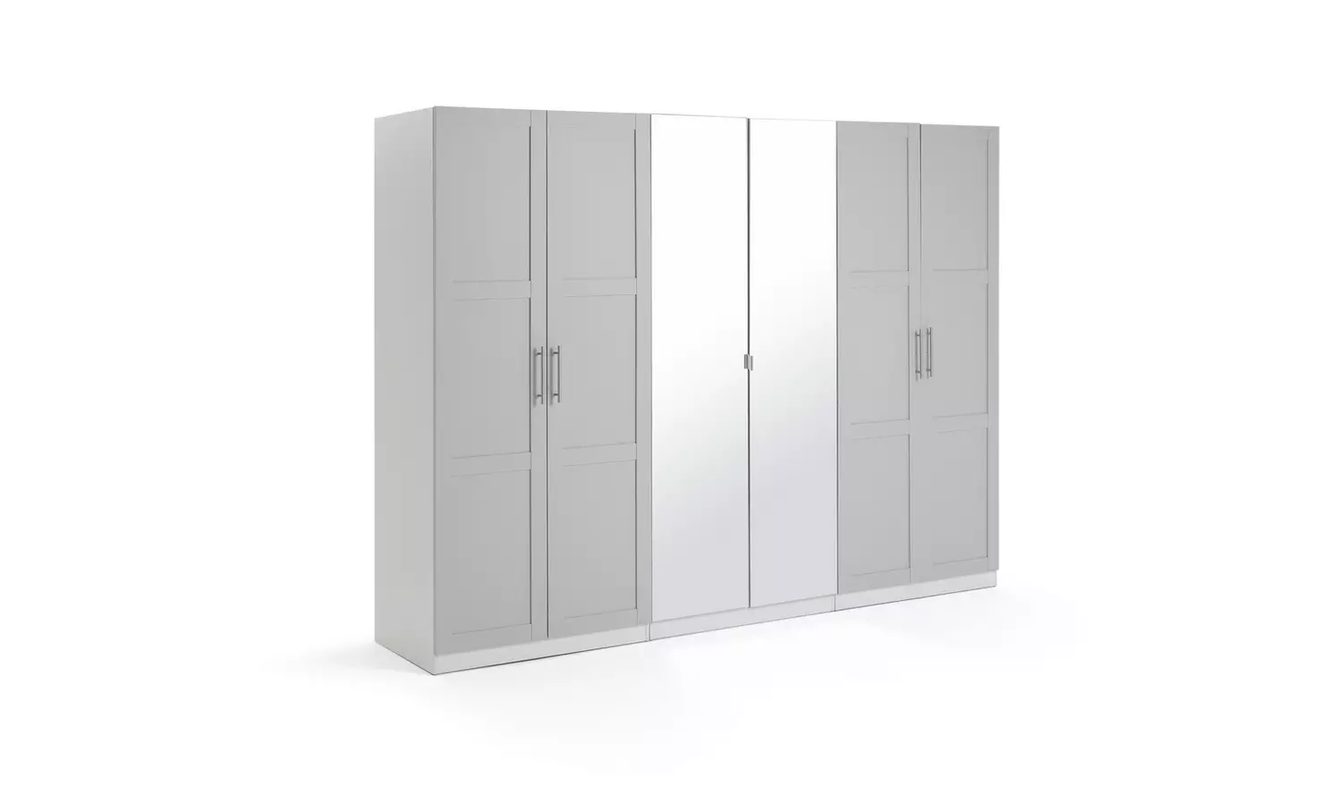 Habitat Munich Panelled 6 Door Mirror Wardrobe - Grey