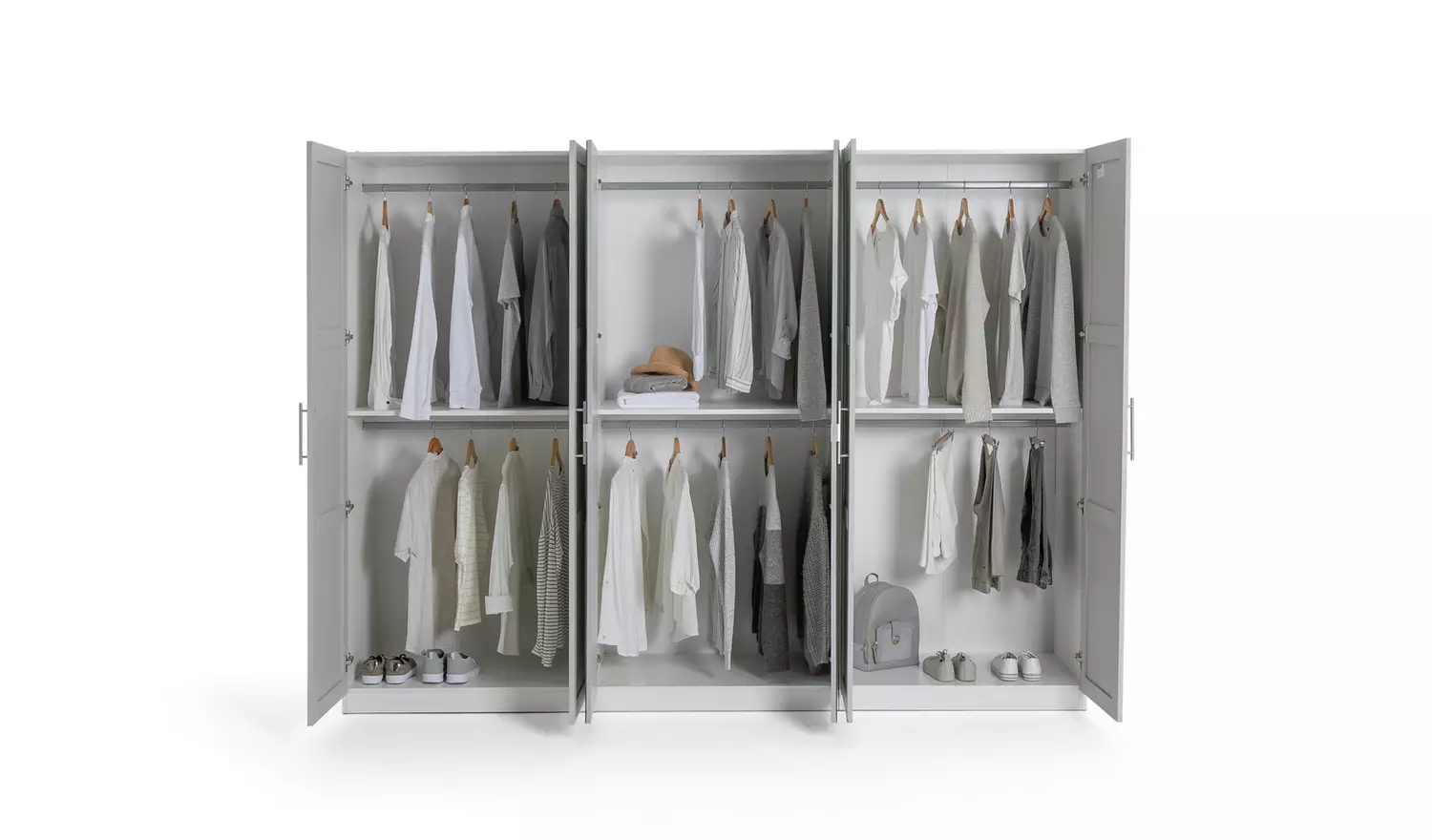 Habitat Munich Panelled 6 Door Mirror Wardrobe - Grey