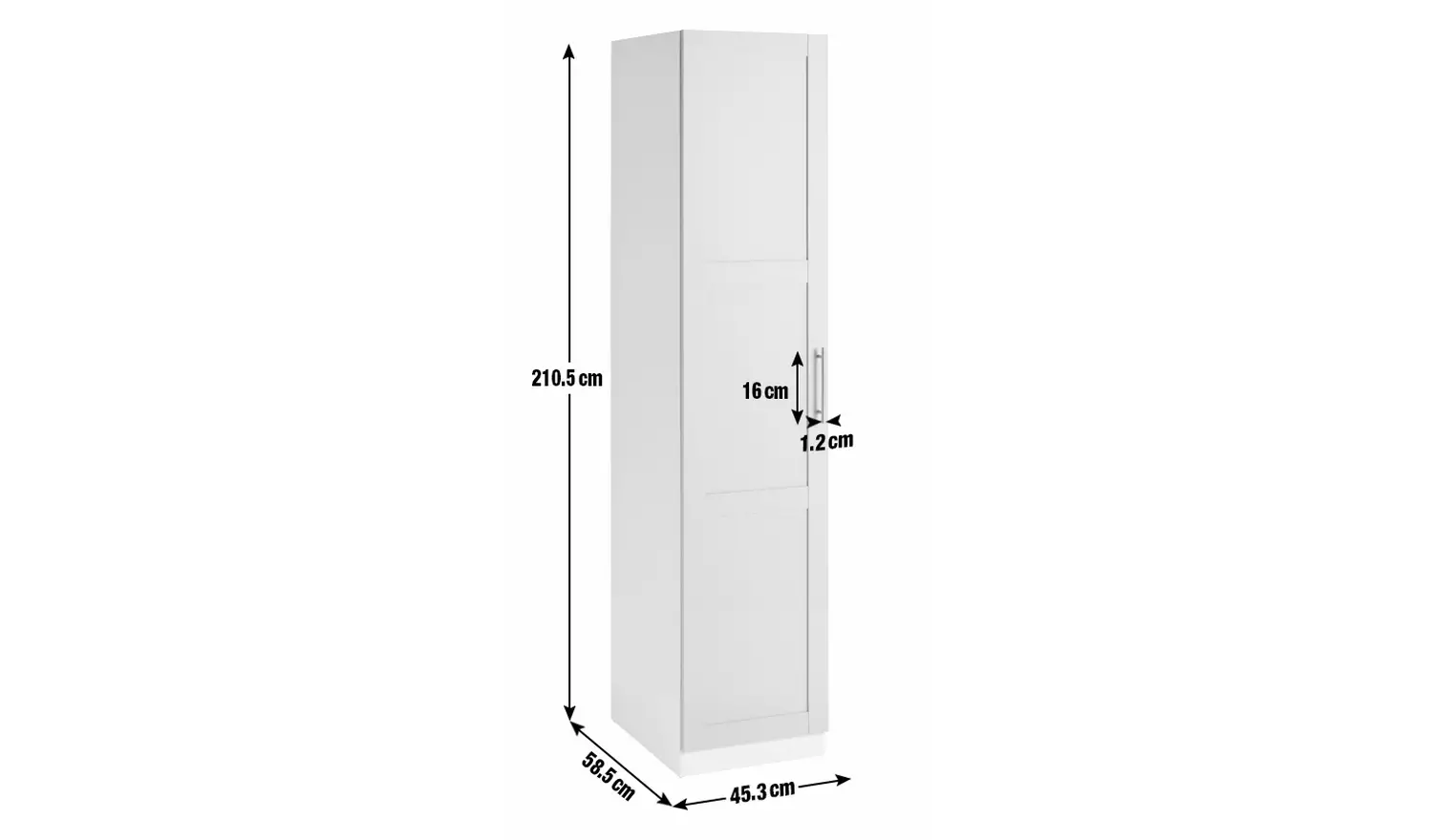 Habitat Munich Panelled 1 Door Wardrobe - Grey