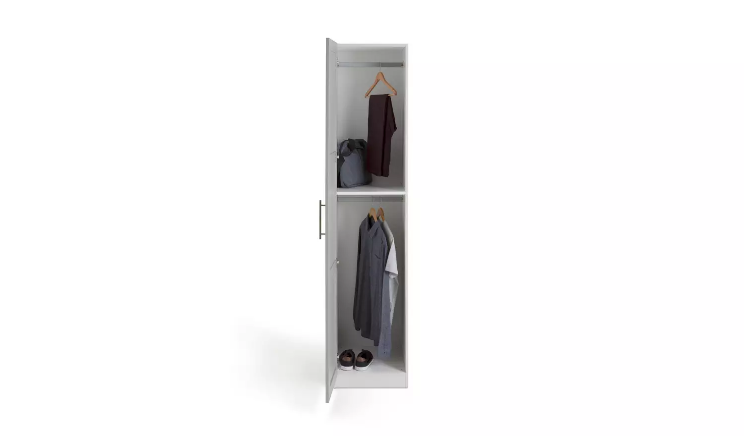 Habitat Munich Panelled 1 Door Wardrobe - Grey